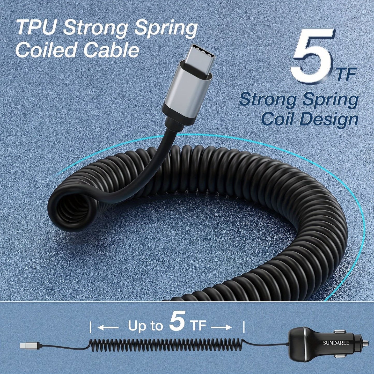 Fast USB-C Car Charger with 51W Power, 3 Ports and QC 3.0 Technology for Multiple Devices Charging-5