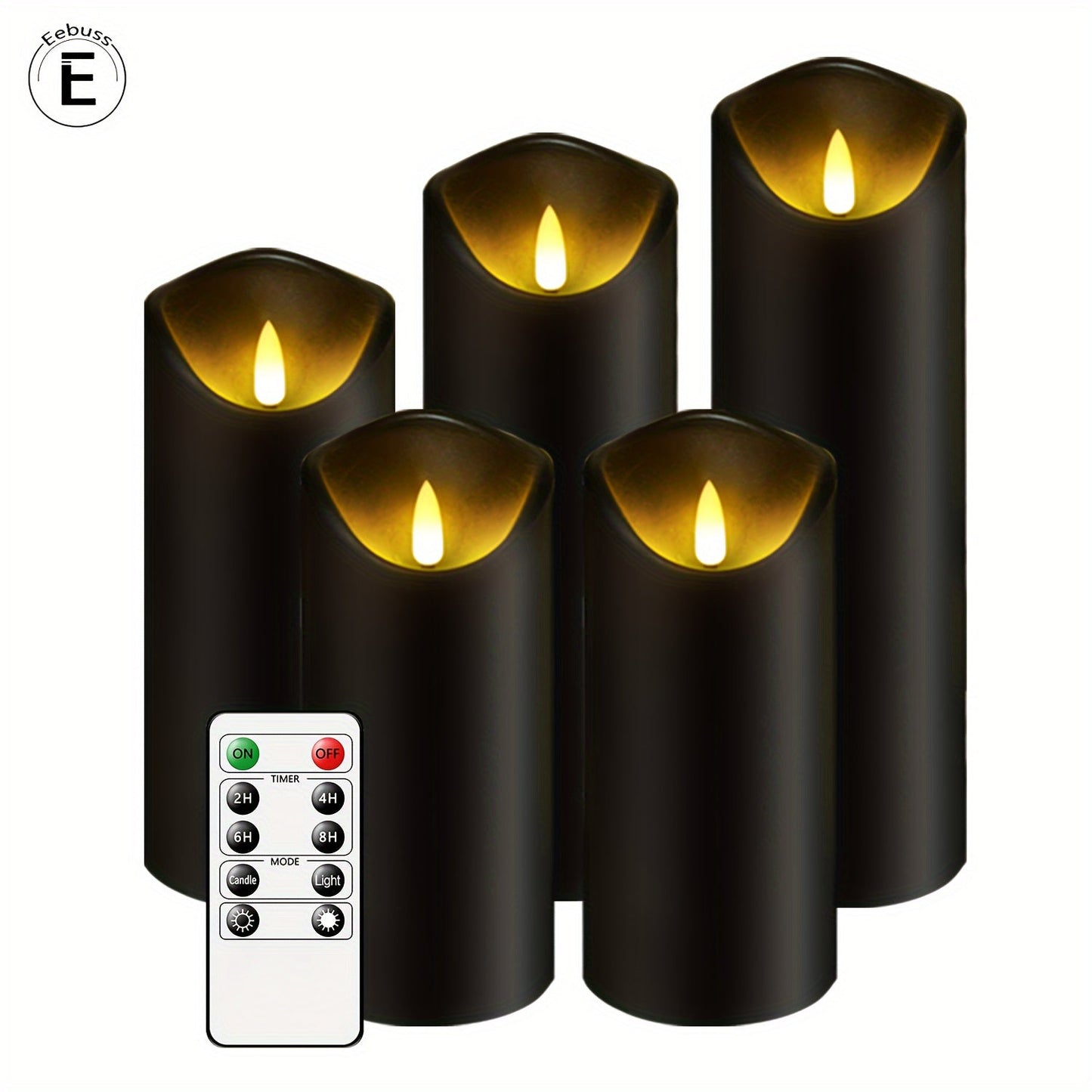 MystiFlame - 5-Piece LED Candle Set with Black Finish