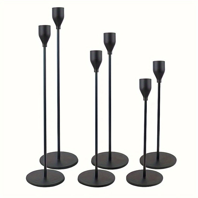 MajesticFlicker – Sophisticated Black and Gold Candelabra Set for Elegant Events