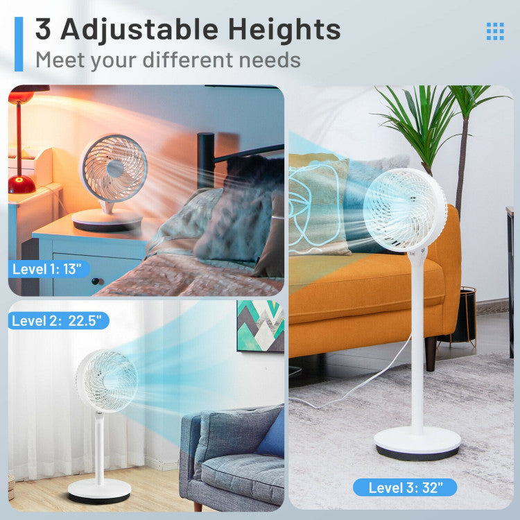 9 Inch Portable Oscillating Pedestal Floor Fan with Adjustable Heights and Speeds 7