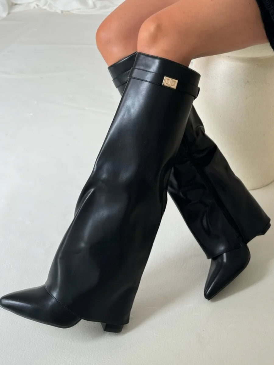 Emily | Elegant Black Knee High Boots for Women 11