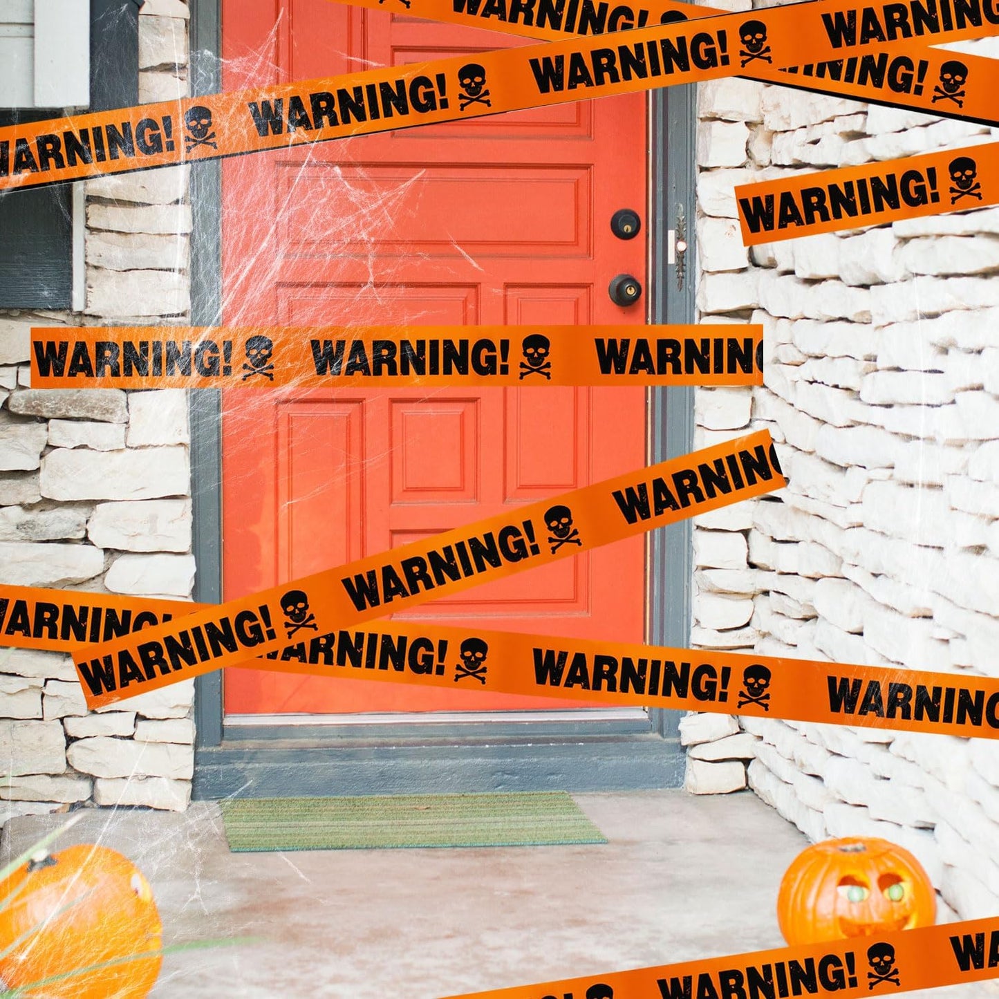 Halloween Warning Tape Plastic Skull Banner 4
