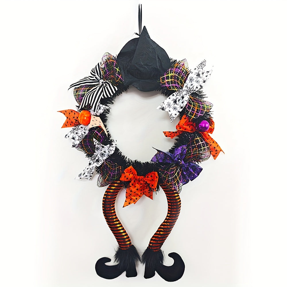 Halloween Whimsical Witch Legs Wreath | Festive Front Door Decor 2