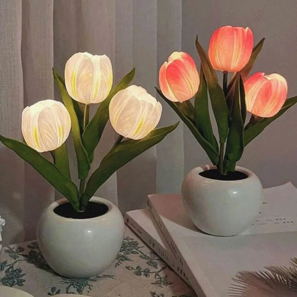 LED Table Lamp Floral Pot Light Decor 7