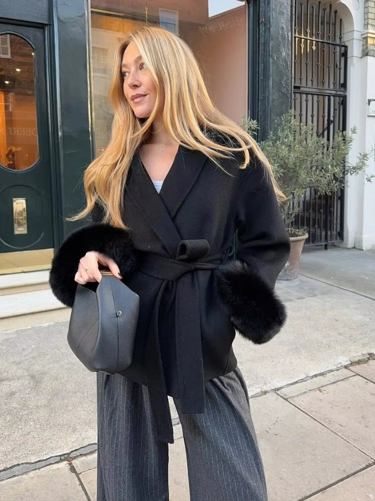 Lace-Up Elegance Women's Coat – Stylish Winter Coat for Chic Looks, Multiple Sizes Available 2