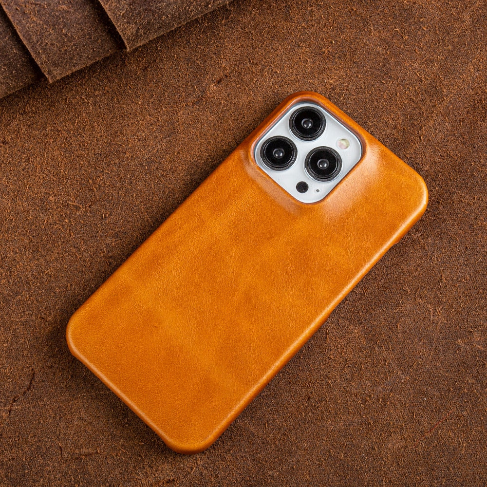 LuxuraLeather | Elegant Premium Oil Wax iPhone Case with Shock Absorption 6