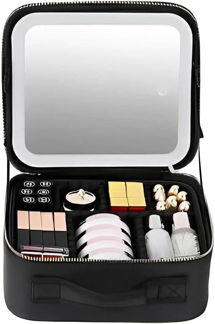 Mirrorglam – Makeup bag with LED mirror – Portable cosmetic bag with light and storage space for perfect styling on the go 6