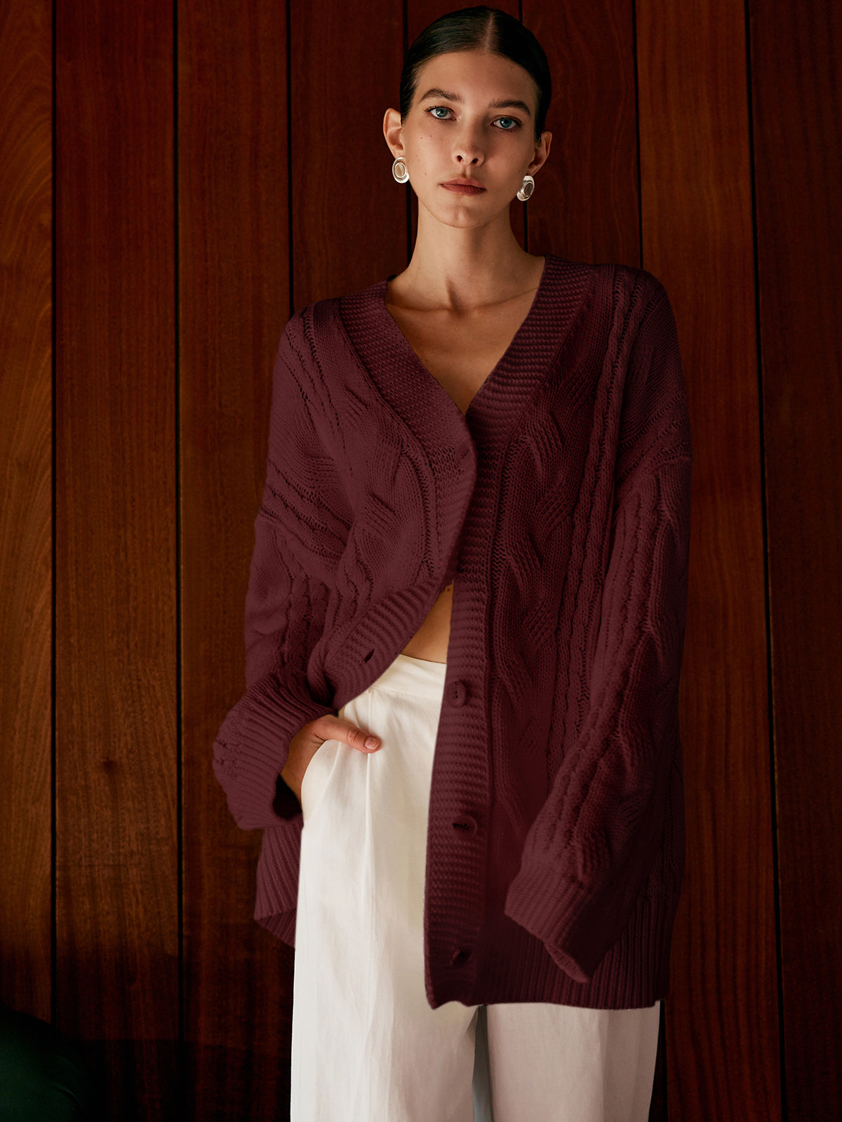 Oversized Cable Knit Outwear 7