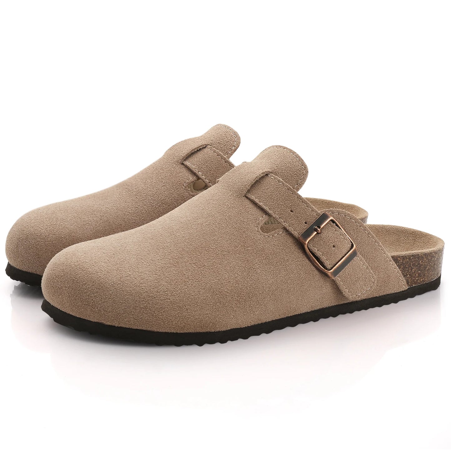 Stylish Women's Suede Mules with Cork Insole and Arch Support – Comfortable Slip-On Shoes 19