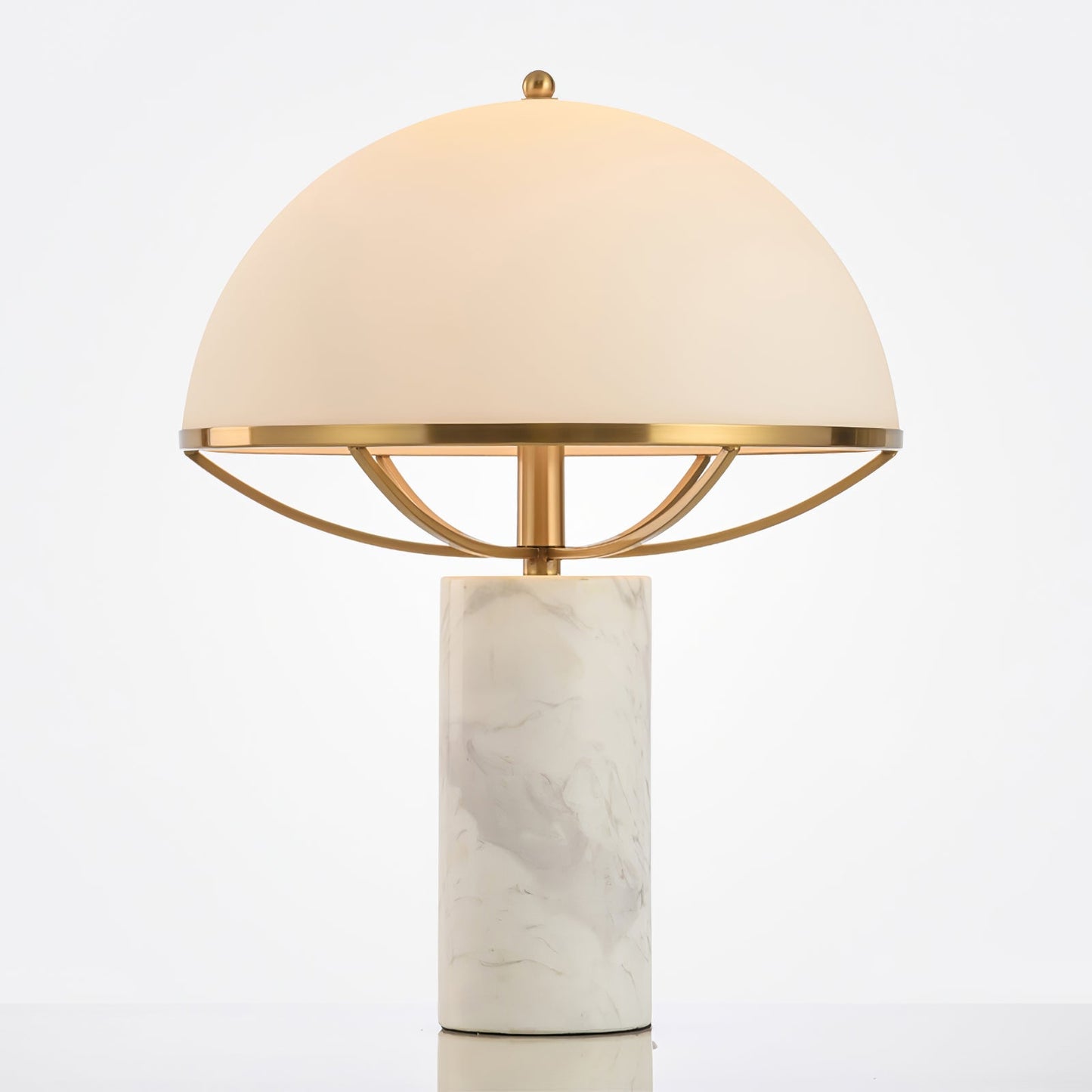 LuxeGlow – Glass Lamp with Golden Finish and Marble Stand