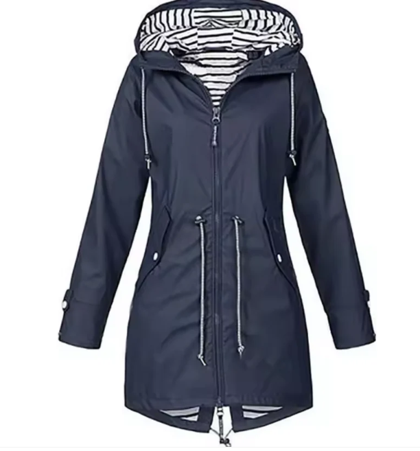 Women's Mid-Length Hooded Jacket with Adjustable Waist – Breathable Lightweight Outerwear 5