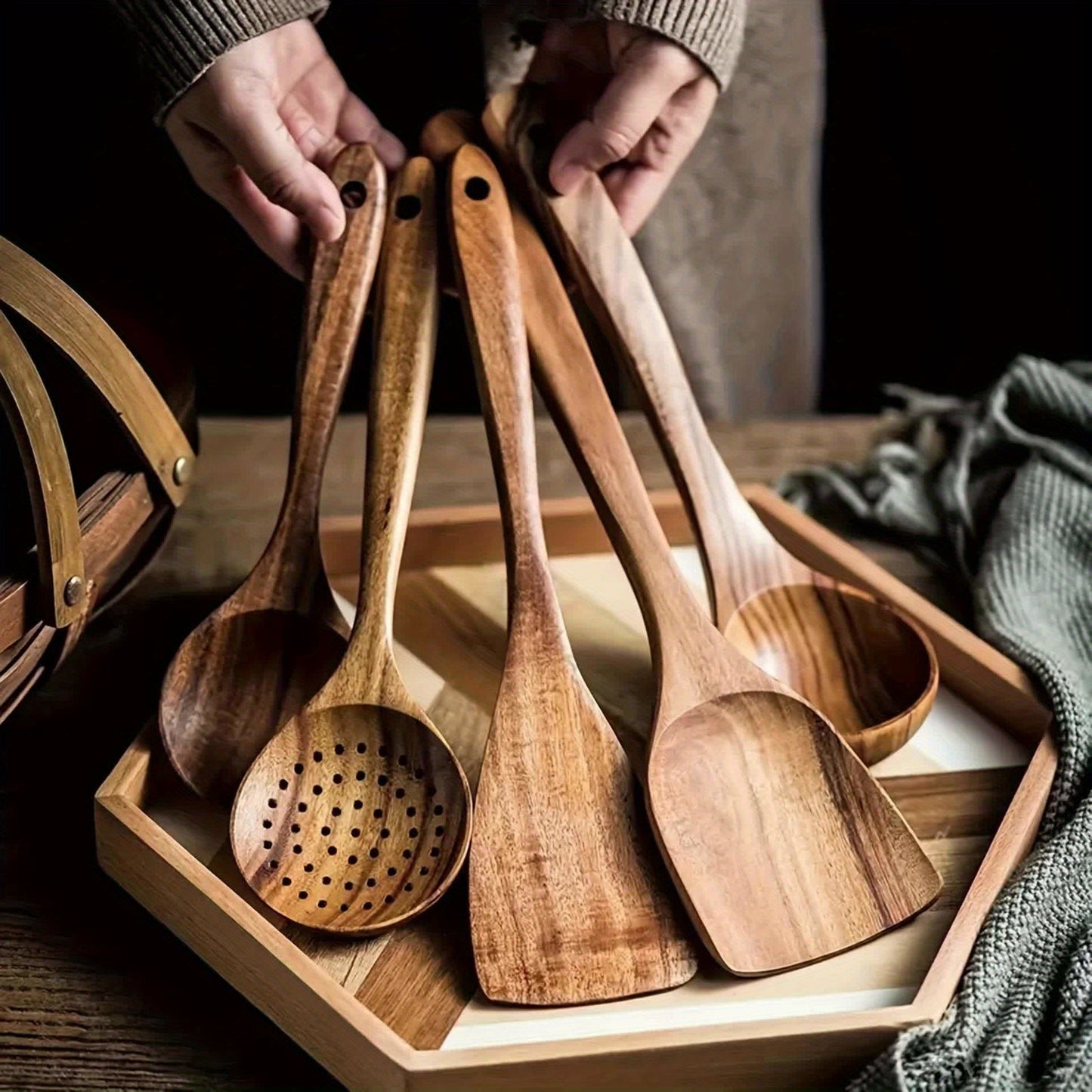 Wooden Cooking Utensils Set for Non-Stick Pans 5