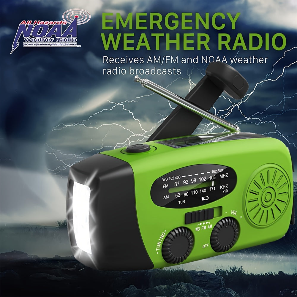 Compact Emergency Radio with 2000mAh Power Bank, Solar, Hand Crank, and Built-in Flashlight for Outdoor Use-5