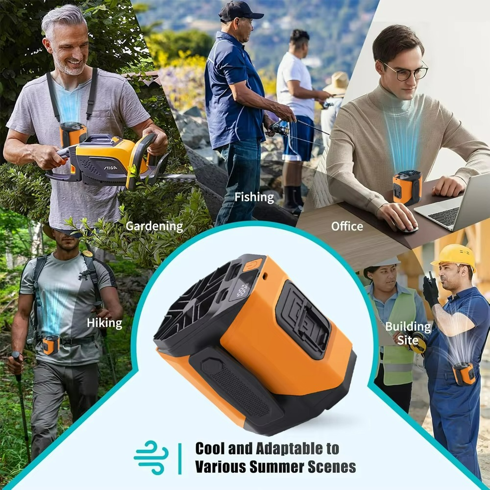 Portable Waist Fan with Power Bank and Flashlight