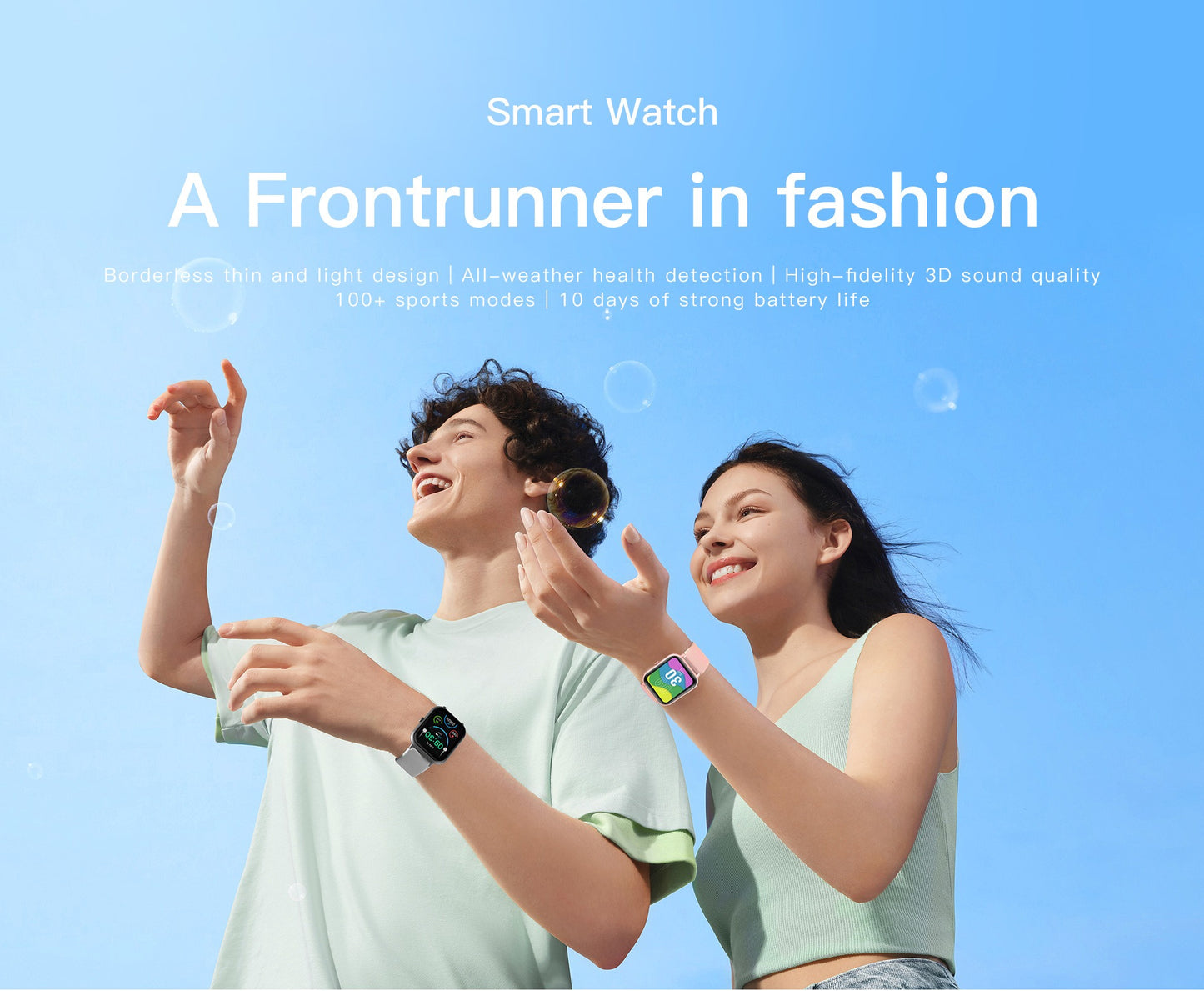 Smartwatch with Heart Rate Monitor and 10 Sports Modes – Slim Design, Compatible with All Smartphones