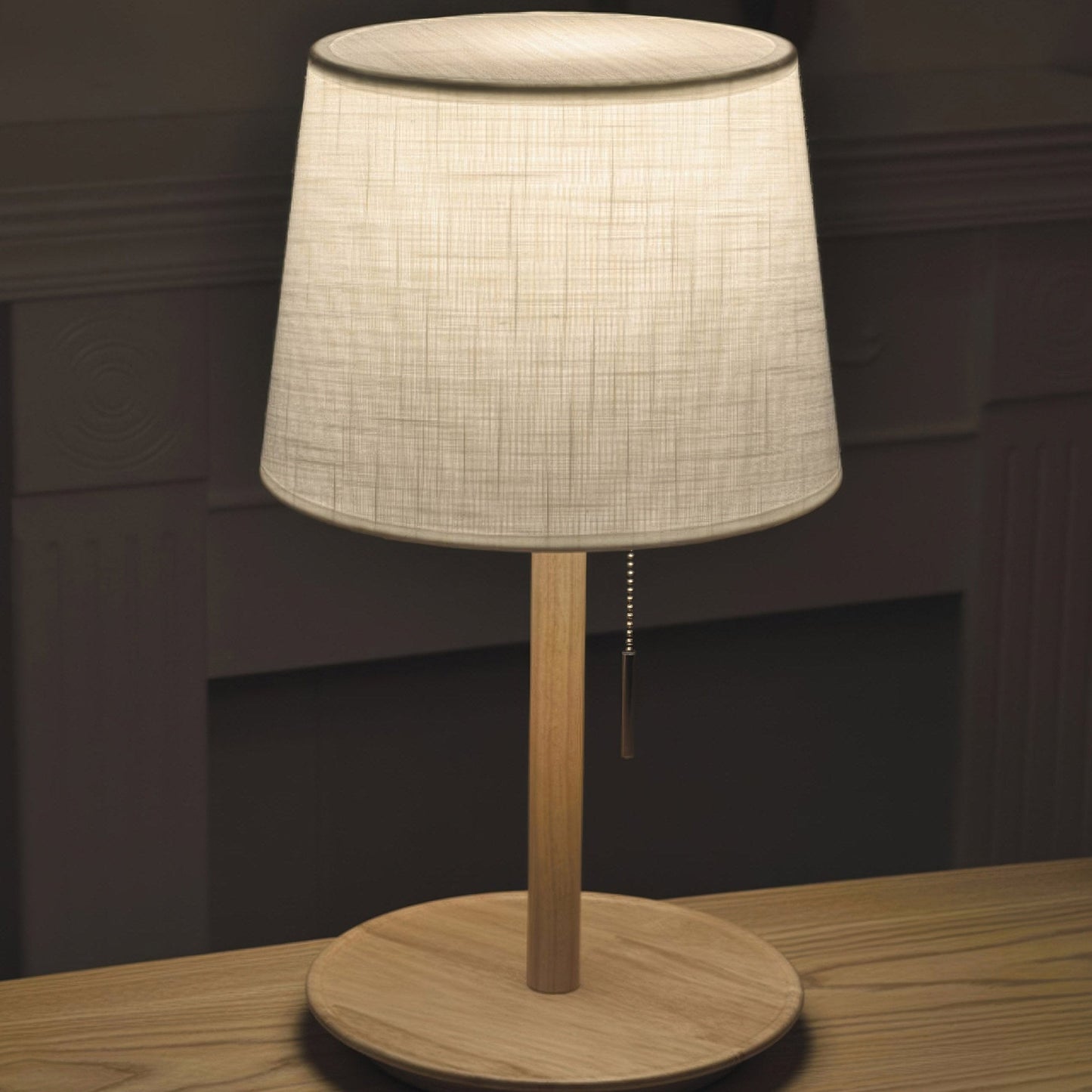 NobleGlow - Lampe de bureau en noyer et textile