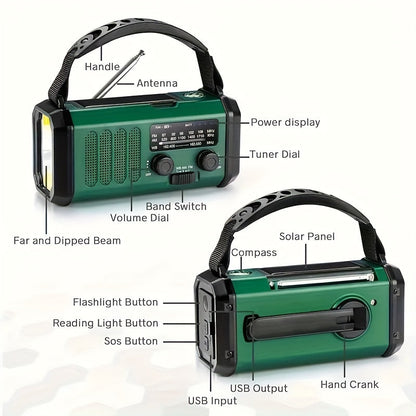 All-in-One Emergency Radio with Flashlight, Solar Panel, USB Charger, and NOAA Weather Access – Compact Survival Device-5