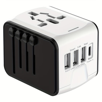 Variant image for Universal Travel Adapter with 4 USB Ports and Type-C – Global Compatibility, Fast Charging Safety Features-4