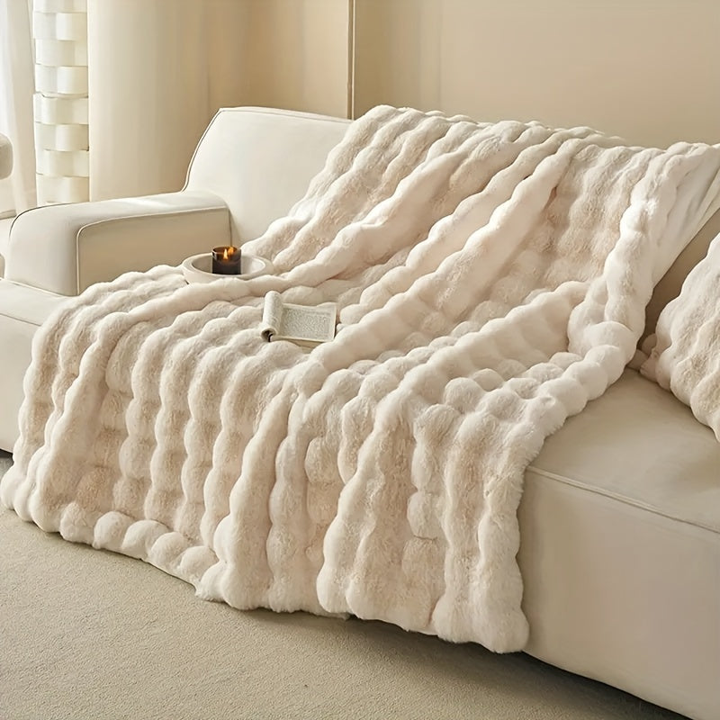 FleeceHaven - Luxuriously Soft Bubble Fleece Blanket for Relaxing