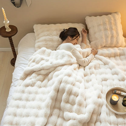 FleeceHaven - Luxuriously Soft Bubble Fleece Blanket for Relaxing