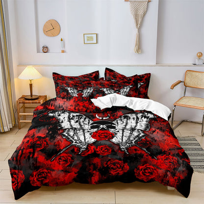 GothicLuxe - Skull & Rose-Themed Bed Set