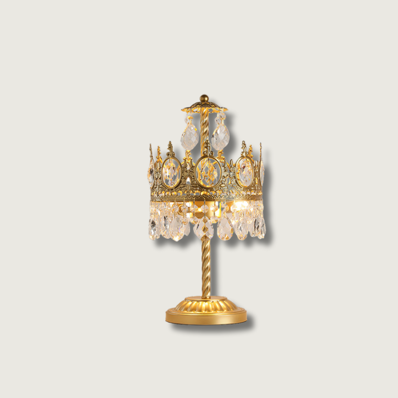 GleamAura – Elegant Crystal Table Lamp with Gold Base
