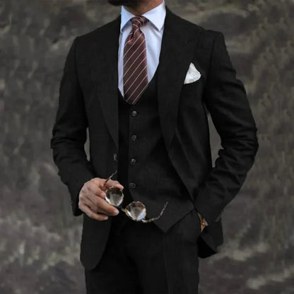 Men's Three-Piece Suit Light Gray Size M Breathable Fabric Wedding Suit-3