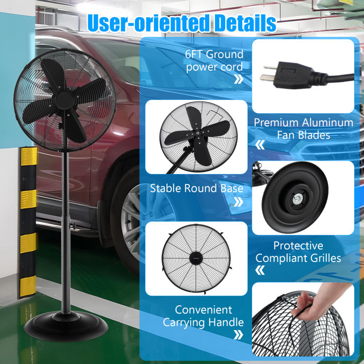 16 Inch Pedestal Standing Fan Oscillating Pedestal Fan with 3 Speeds and Adjustable Height 6