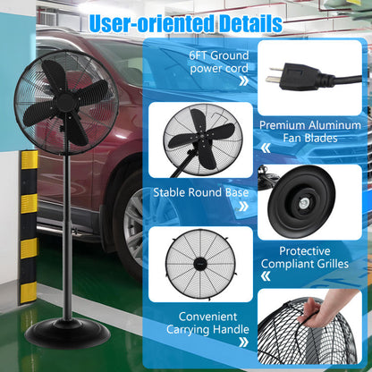 16 Inch Pedestal Standing Fan Oscillating Pedestal Fan with 3 Speeds and Adjustable Height 6