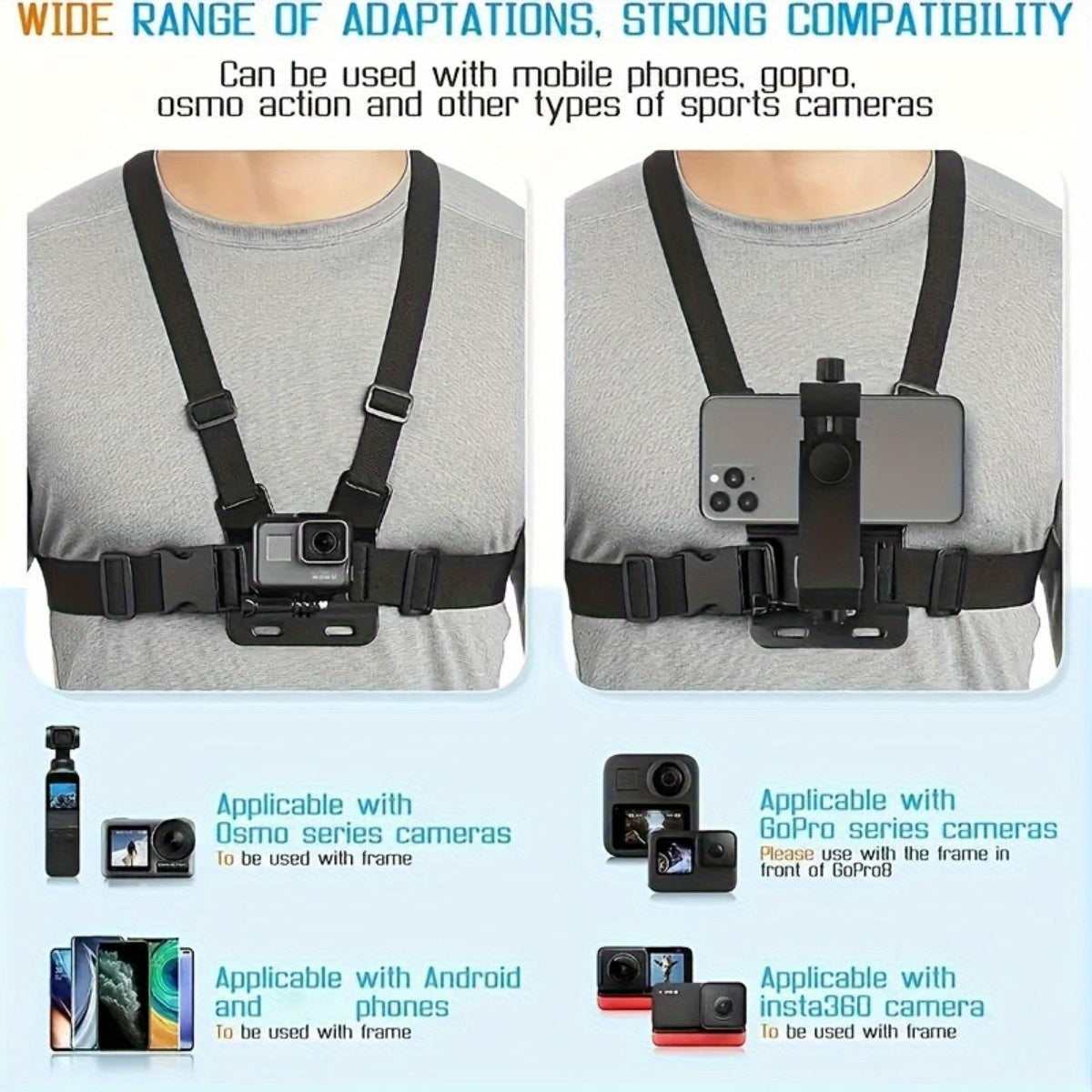 Adjustable Hands-Free Breast Belt for Comfortable Filming and Photography – Secure Phone Holder for Smartphones and Action Cameras-3