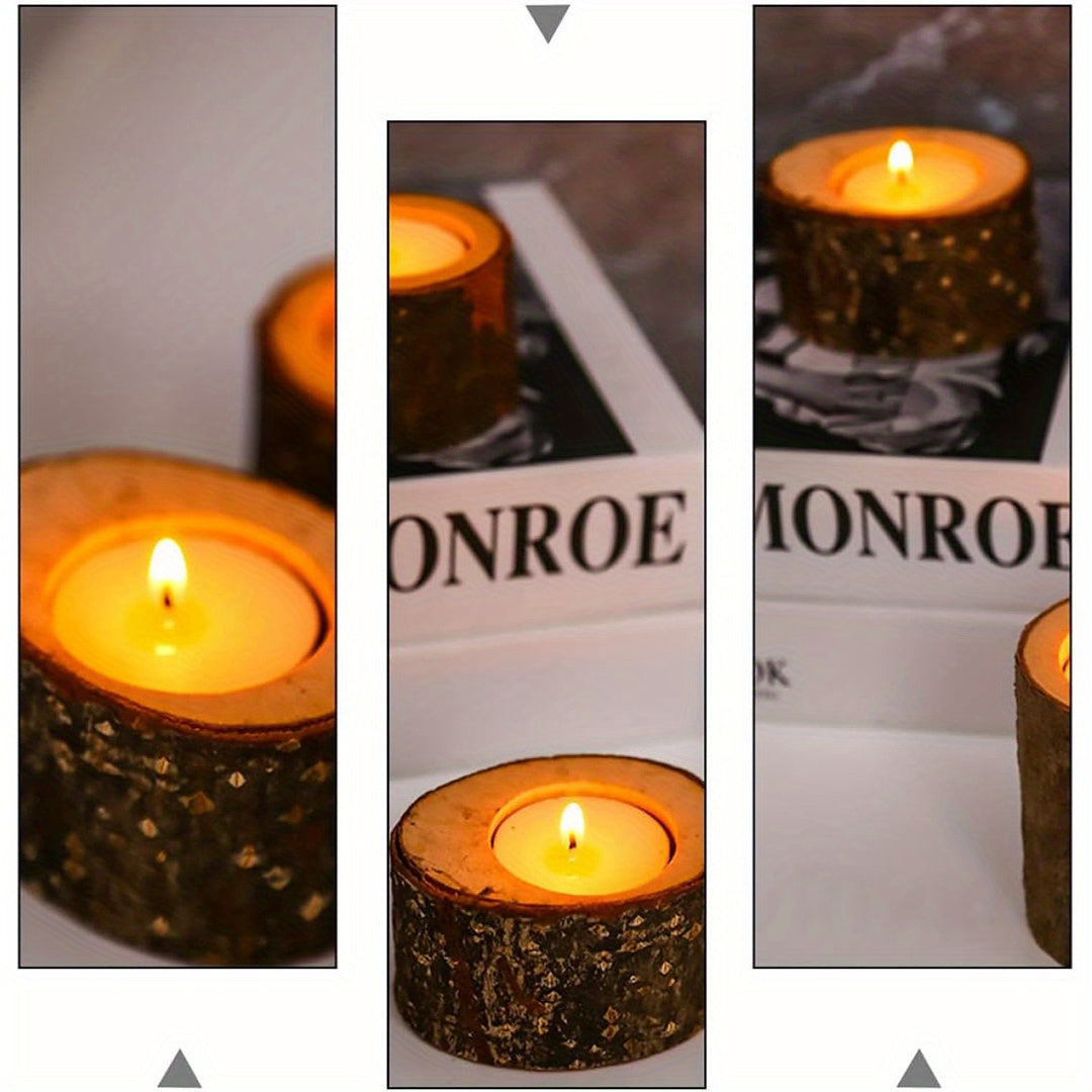 RusticLights - 40 Wooden Tea Light Holders for Special Occasions