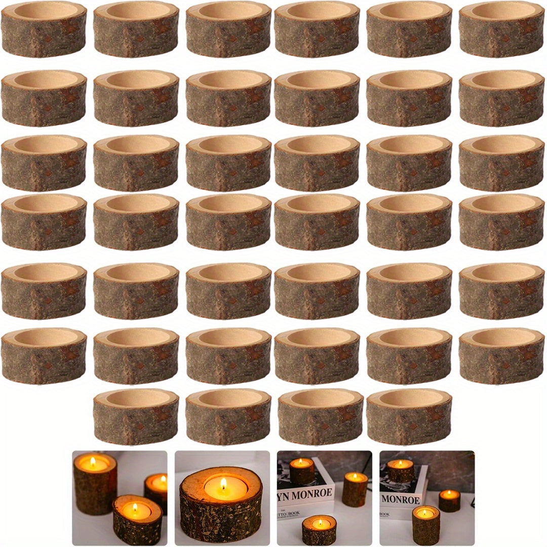 RusticLights - 40 Wooden Tea Light Holders for Special Occasions