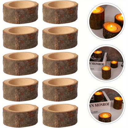 RusticLights - 40 Wooden Tea Light Holders for Special Occasions