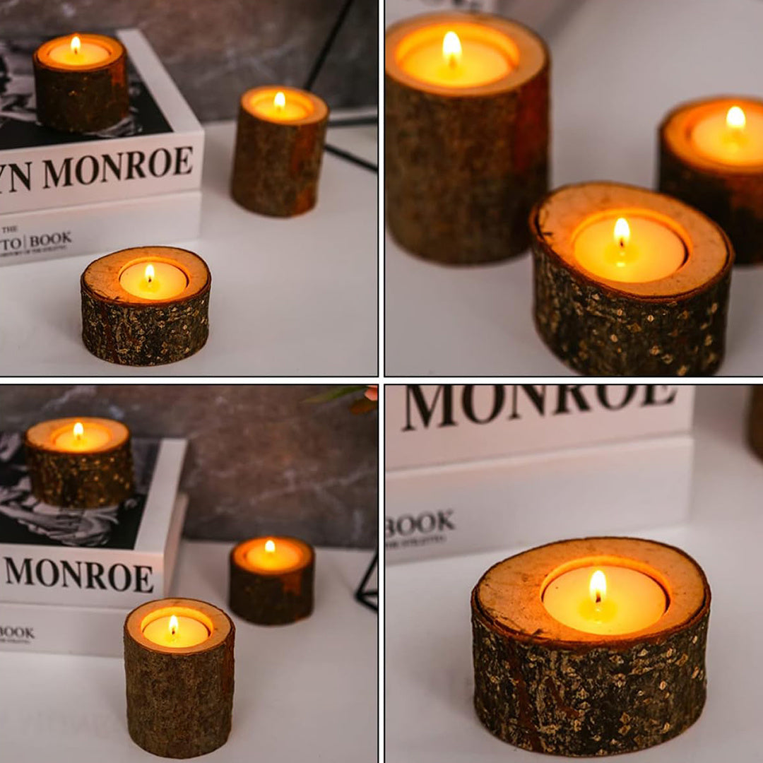 RusticLights - 40 Wooden Tea Light Holders for Special Occasions