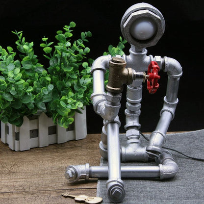 RusticCharm - Lampada da comodino industriale in tubo di ferro