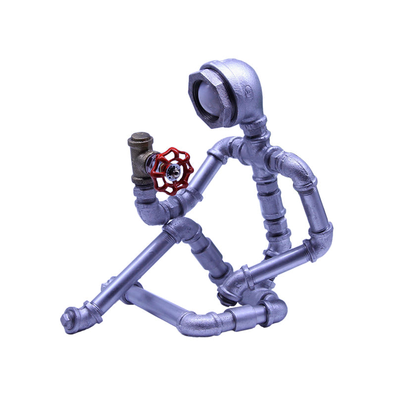 RusticCharm - Lampada da comodino industriale in tubo di ferro