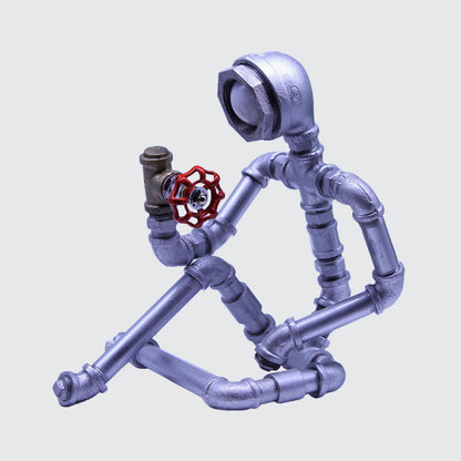 RusticCharm - Lampada da comodino industriale in tubo di ferro