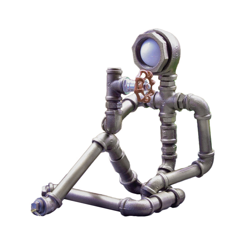 RusticCharm - Lampada da comodino industriale in tubo di ferro