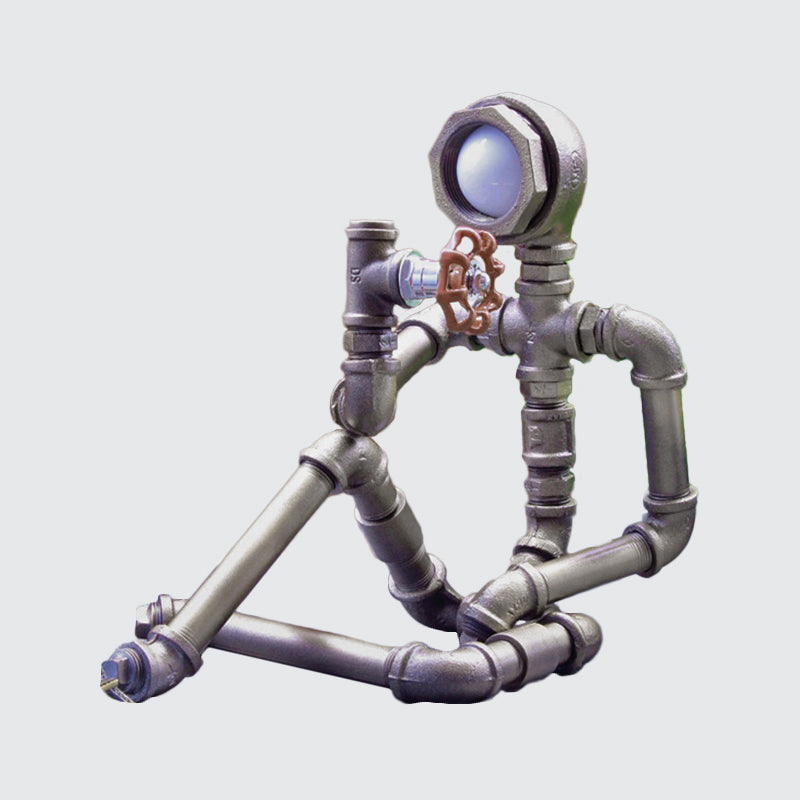 RusticCharm - Lampada da comodino industriale in tubo di ferro