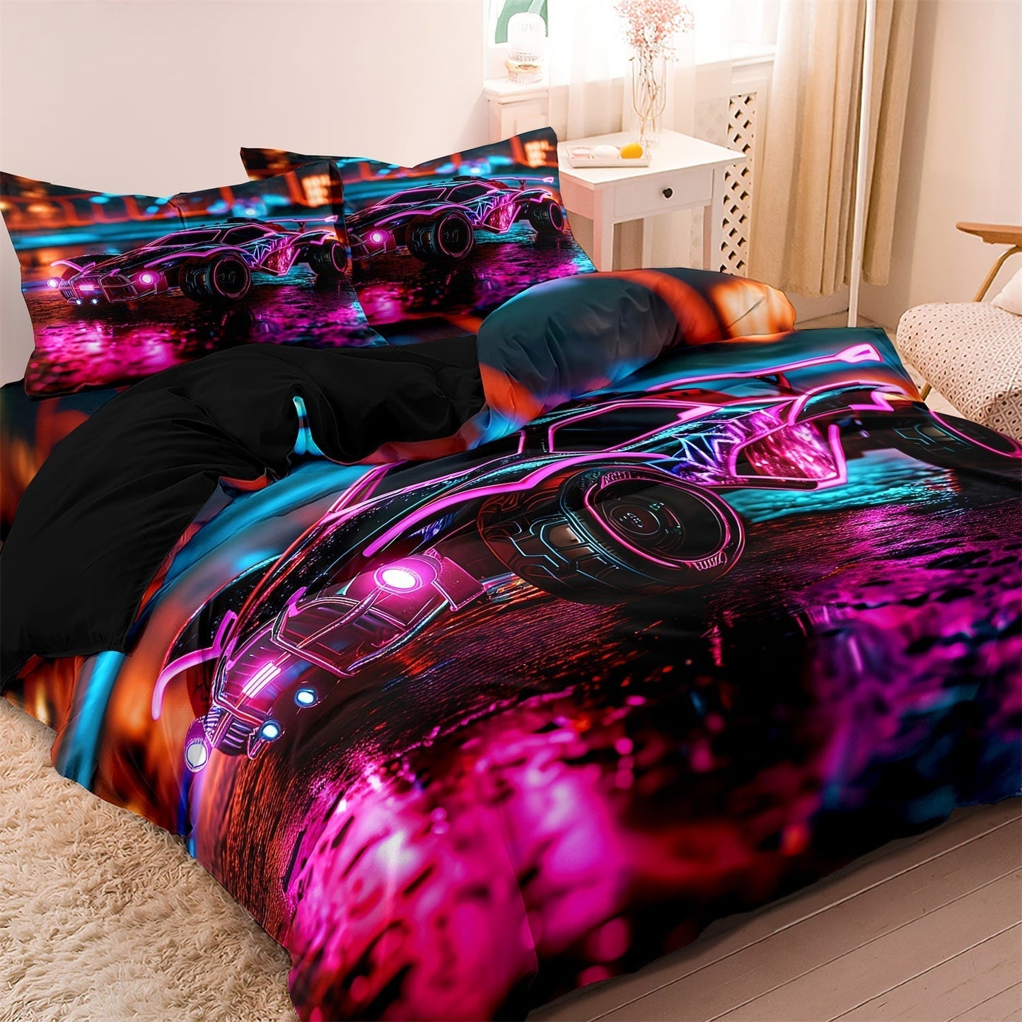 TurboGlow - Neon Racecar Duvet Set