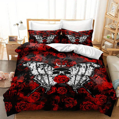 GothicLuxe - Skull & Rose-Themed Bed Set