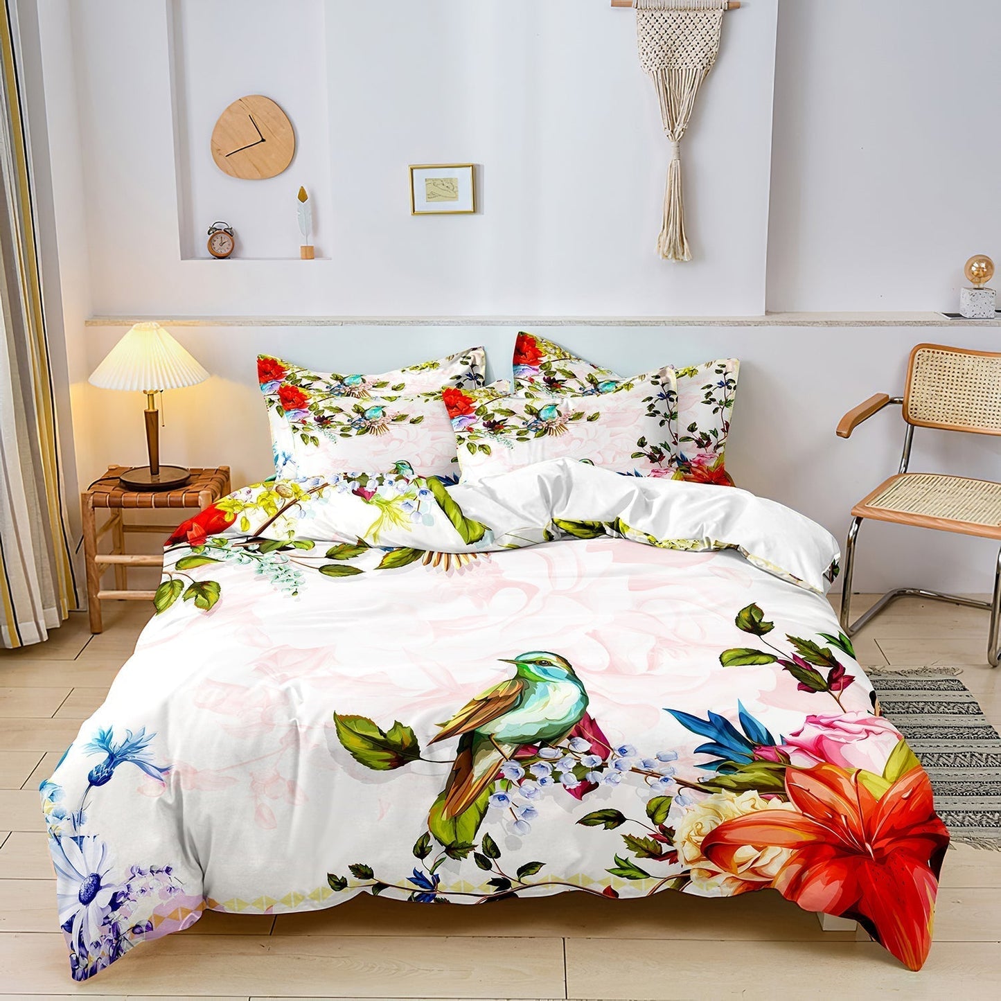 FlightBloom - Luxurious Floral and Bird Bedding