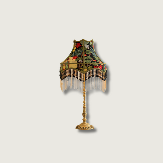 VintageBloom - Tafel Lamp in Franse Bloemmotief met Franje