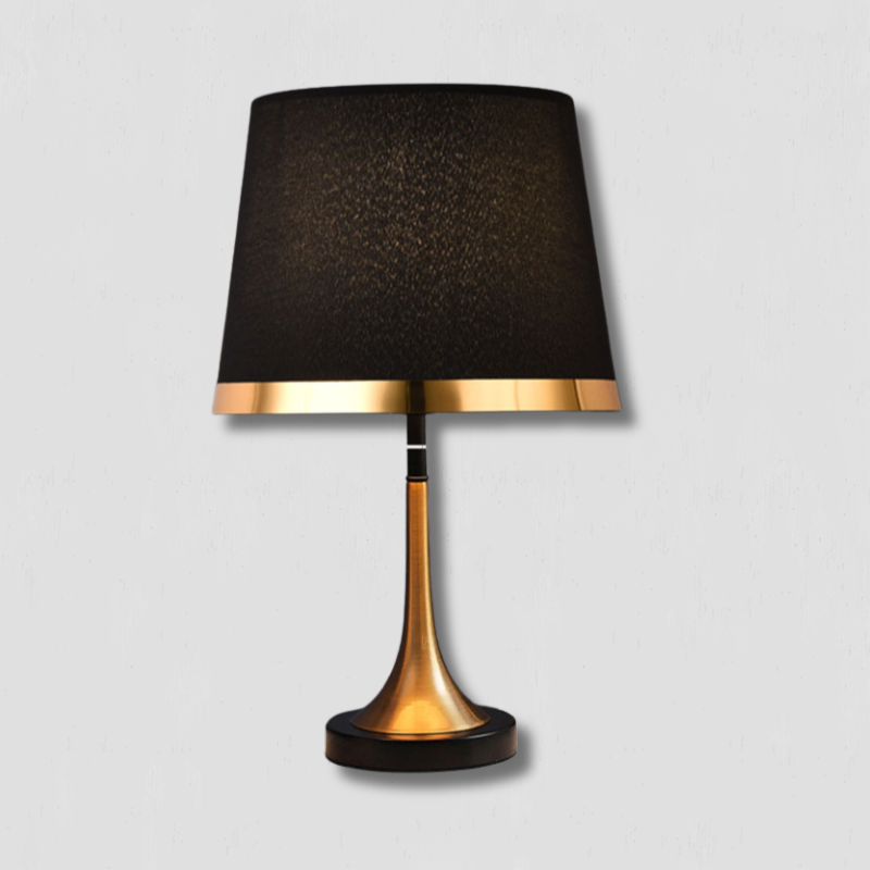 GiltGlow – Elegante Lámpara de Mesa Retro en Oro y Negro