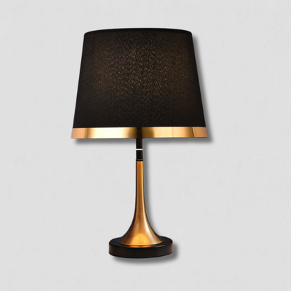 GiltGlow – Elegante Lámpara de Mesa Retro en Oro y Negro