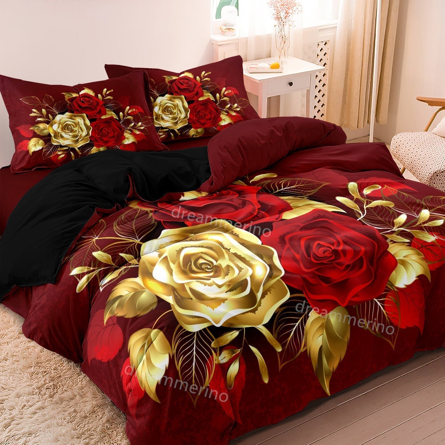 RoseAllure - Romantic Scarlet Rose Duvet Set