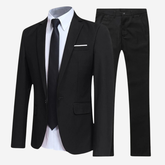 Elegant Slim-Fit Men's Suit - Versatile Black Suit for Weddings & Formal Events-1