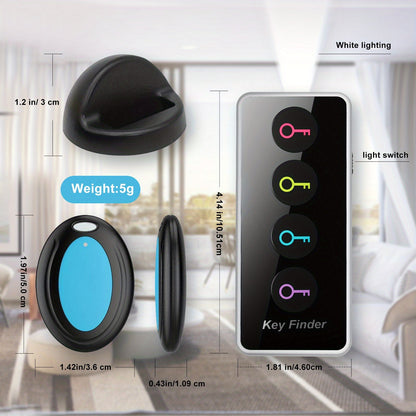 4-in-1 Key Finder with LED Flash and Color-Coded Receivers – Compact Key Locator for Keys, Remotes, and More-2