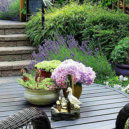 Garden Fountain - Quackhaven Duck Family Decorative Outdoor Water Feature for Tranquil Gardens, Lightweight Resin Design-4