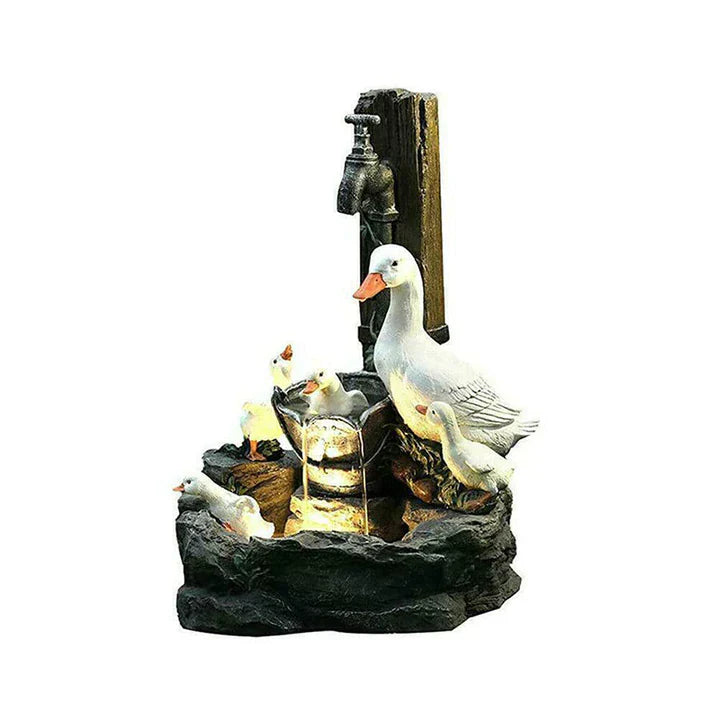 Garden Fountain - Quackhaven Duck Family Decorative Outdoor Water Feature for Tranquil Gardens, Lightweight Resin Design-5